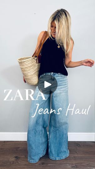 Zara Haul, Jeans Girl, Tan Leather Bag, Tan Flats, Mid Waist Jeans, Tan Heels, Basket Bag, Waist Jeans, Zara Jeans