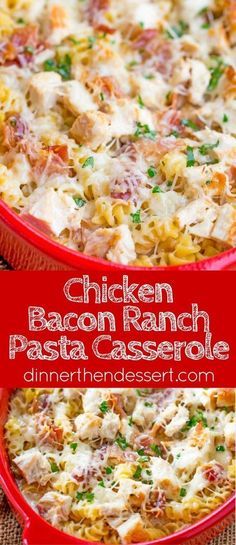 Chicken Bacon Ranch Pasta Bake, Bacon Ranch Casserole, Bacon Ranch Pasta, Ranch Casserole, Creamy Alfredo Sauce, Chicken Bacon Ranch Pasta, Chicken Bacon Ranch Casserole, Ranch Pasta, Pasta Casserole