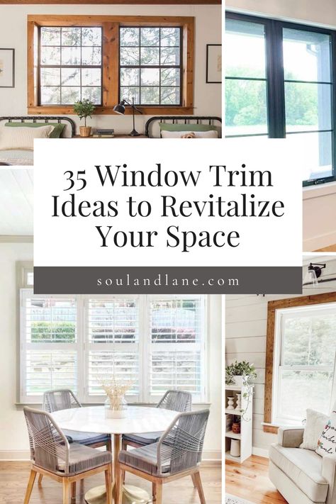 Refresh your home's aesthetic with innovative window trim ideas that breathe new life into each room. Imagine framing your views with elegant trim that complements your homes style, from sleek modern designs to intricate traditional patterns. Think beyond the ordinary with bold color contrasts, creative textures, and unique materials that transform your windows into art pieces. Types Of Window Casing, Window Trim With Black Windows, Oak Trim Windows, Studio Mcgee Window Trim, Indoor Window Frame Ideas, Mcm Window Trim, Black Windows Wood Trim Interior, Modern Window Casing Ideas Interior Trim, Framed Out Windows