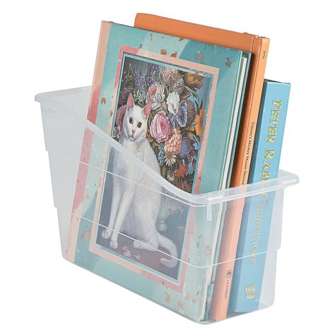 Clear Classroom Book Organizers, Storage, Teacher Resources, Teaching Supplies & Stationery - Oriental Trading Book Bin, Organizers Storage, Book Bins, Library Shelves, Classroom Storage, Store Books, Teaching Supplies, Furniture Bookshelves, Desk Organization Office