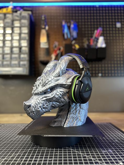 STL file Dragon Headphone Holder/Sculpture 🐉・Model to download and 3D print・Cults Stl Free Download, Tree Support, Headphone Holder, Print Ideas, Command Strips, The Dragon, 3d Print, 3d Printer, 3d Printing