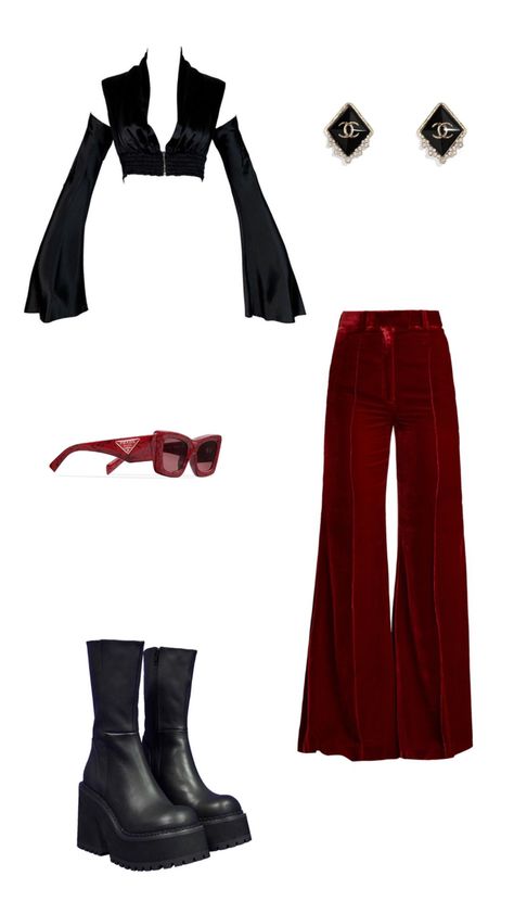 Female Fatale Outfit, Female Fatale, Rock Star Outfit, Cute Modest Outfits, Red Outfit, Black Outfit, Modest Outfits, Passion For Fashion, Aesthetic Clothes