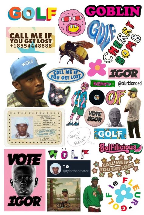 Tyler The Creator Printable, Tyler The Creator Journal, Tyler The Creator Stickers Printable, Music Artist Stickers, Goblin Tyler The Creator, Tyler The Creator Phone Case, Tyler The Creator Collage, Tyler The Creator Stickers, Album Cover Stickers