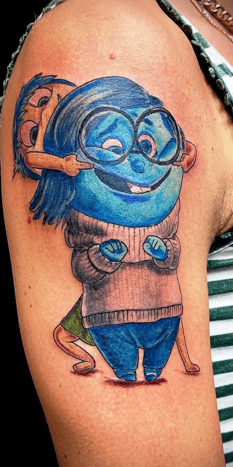 Inside Out Tattoo Design Images (Inside Out Ink Design Ideas) Disney Inside Out Tattoo, Inside Out Tattoo Disney, Inside Out Tattoo, Disney Sleeve Tattoos, Disney Sleeve, Thigh Piece, Disney Inside Out, Tattoo Design Ideas, Trippy Wallpaper