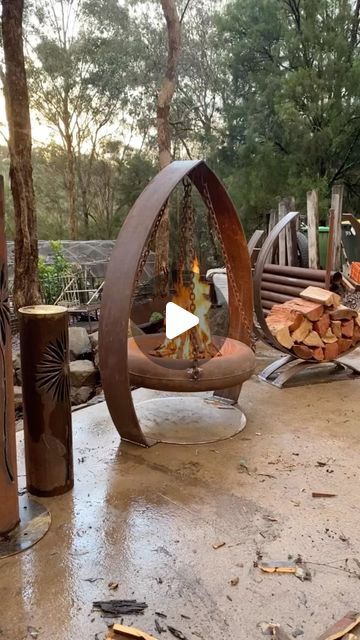 Tread Sculptures on Instagram: "The Gothic Fire-pit 
A favourite one off fire pit from reclaimed industrial material." Steel Fire Pit Ideas, Landscape Yard, Grill Station, Steel Fire Pit, Outdoor Kitchen Design Layout, Small Front Porches, Diy Outdoor Kitchen, Light My Fire, The Gothic