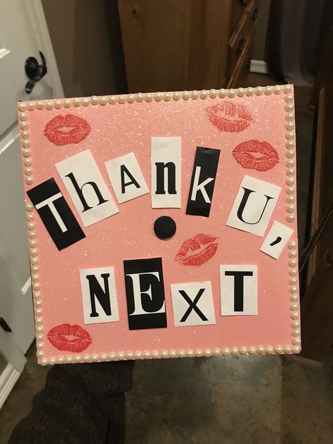 PHS cap!! Cute Senior Cap Ideas, Head Cap Design Ideas, Thank U Next Graduation Cap, Thank You Next Graduation Cap, Graduation Cap Designs Aesthetic, Fun Team Building Games, Graduation Things, College Grad Cap Ideas, Hoco Inspo