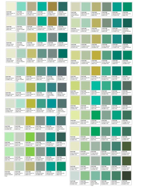 Pantone Sage Green, Pantone Green Colors, Vert Pantone, Green Color Chart, Pantone Verde, Green Color Names, Pantone Green, Pantone Color Chart, October Sky