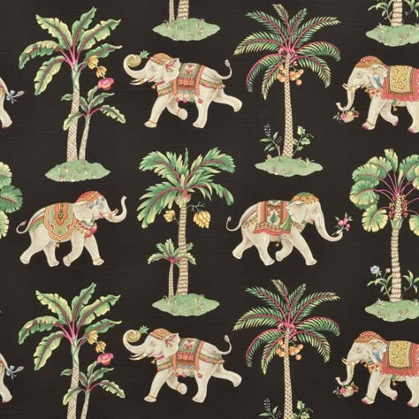 P Kaufmann elephant palm fabric Mughal Elephant Motif, Palm Fabric, Elephant Print Fabric, Ethnic Print Pattern, Feng Shui Art, Coffee Artwork, Tropical Art Print, Elephant Fabric, Elephant Illustration