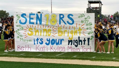 Senior Night 2017 football Football Game Signs, Run Through Signs, High School Football Posters, Cheerleading Signs, Volleyball Senior Night Gifts, Senior Night Football, Soccer Senior Night, School Spirit Posters, Volleyball Senior Night