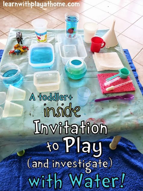 Learn with Play at Home: Toddler Inside Water Play Activity Reggio Water Provocation, Water Eyfs, Water Study, Water Unit, Water Play Activities, Toddler Projects, Play Activity, Playbased Learning, Invitation To Play