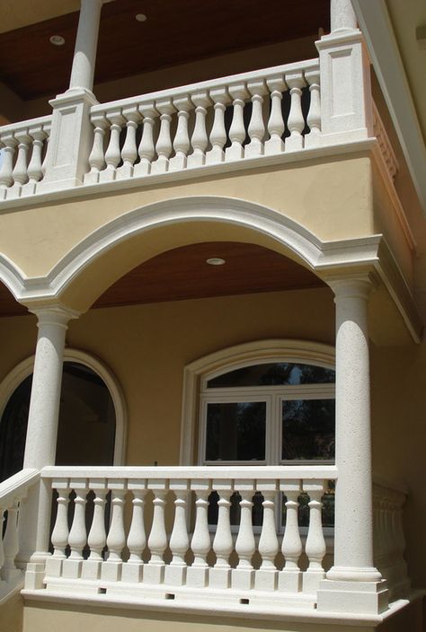 #Balustrade #Columns Italian Cast Stone www.italiancaststone.com 813.902.8900 Column Design Ideas, Stone Railings, Two Storey House Plans, Rocking Chair Plans, Gate Wall Design, Narrow House Plans, Cement Design, Commercial And Office Architecture, Balcony Grill Design