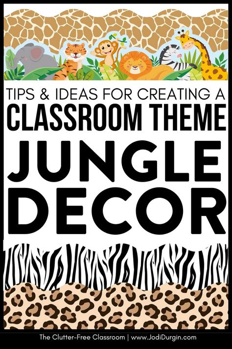 1st, 2nd, 3rd, 4th & 5th wanting to decorate with a Jungle Classroom Theme or Safari Door Decor Ideas will be thrilled with the inspiring photos & decorating tips by Clutter Free Classroom. Teachers in Elementary Schools wondering how to set up a classroom on a budget are going to love the bulletin board inspo, photos, & DIY tips for setting up their rooms for back to school helpful. You'll also find classroom decor bundles & theme ideas to be quick & easy! Classroom Animal Themes, Safari Classroom Bulletin Boards, Giraffe Classroom Decorations, Safari Themed Bulletin Board Ideas, Safari Bulletin Board Ideas, Jungle Theme Classroom Preschool, Wild About Learning Theme, Diy Jungle Theme Decorations, Classroom Welcome Boards