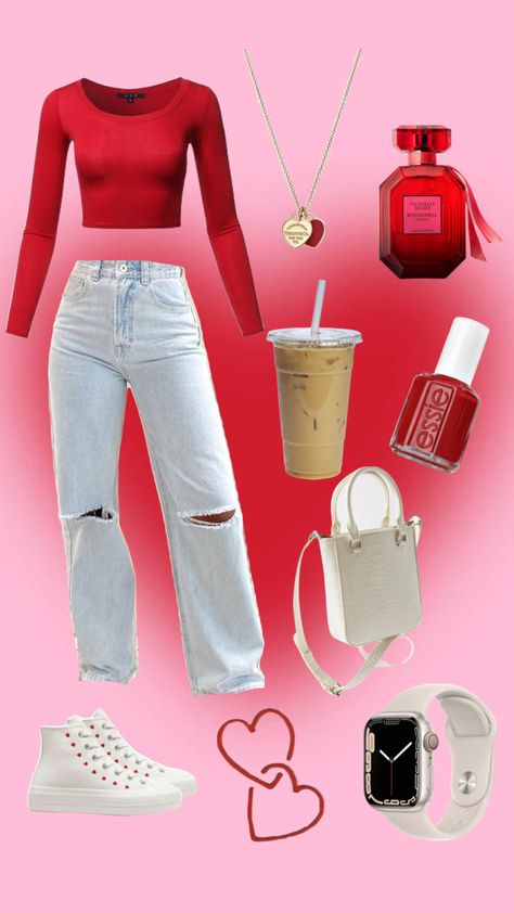 Valentines Outfits Work, Valentines Day Outfits Teen Girl, Cute Valentine’s Day Outfits For Teens, Valentine Outfit Ideas For School, Valentines Outfits For School Casual, Valentines Outfits Aesthetic Casual, Outfit Inspo Valentines Day, Valentines Dance Outfit Middle School, Valentines Day Outfit Inspo Aesthetic