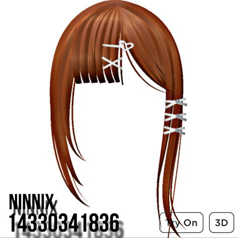 Bangs Code, Ginger Bangs, Roblox Hairs, Red Bangs, Roblox Code, Star Tattoo Designs, Arm Accessories, Crystal Vibes, Coding Clothes