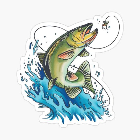 Fishing Stickers, Trout Painting, Fish Stickers, Bass Fish, Salmon Fishing, Fishing Life, Sport Fishing, Fishing Gifts, Fishing Trip