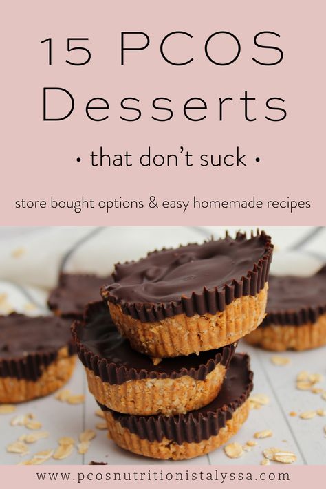 If you have a sweet tooth or are frequently having carb or sugar cravings, you may need to include some PCOS friendly desserts to your diet! These store bought options and dessert recipes are easy and delicious ways to satisfy your cravings without derailing your hormone health. What To Eat When Your Craving Sweets, Dessert On A Diet, Insulin Resistant Desserts, Desserts For Dieting, Insulin Resistance Dessert Recipes, Insulin Resistance Sweets, Curb Sweet Cravings, Glucose Friendly Recipes, Insulin Friendly Meals