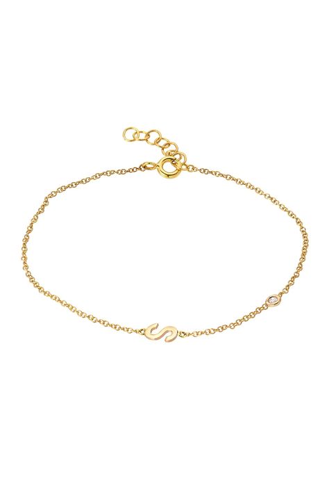 14k gold initial bracelet  | Letters by Zoe Jewelry Initial Bracelet Gold, Diamond Anklet, Peace Bracelet, Custom Jewelry Box, Diamond Evil Eye, Everyday Bracelet, Jewelry Bracelets Gold, Letter Bracelet, Gold Letter