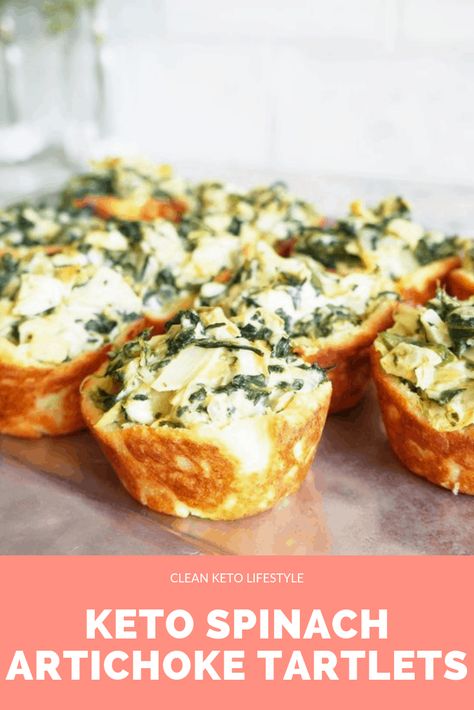 Keto Recipe | Keto Spinach Artichoke Tartlets Keto Spinach Artichoke, Keto Tea, Fun Lunches, Keto Brunch, Keto Spinach, Keto Appetizers, Clean Keto, Meat Appetizers, Low Carb Appetizers