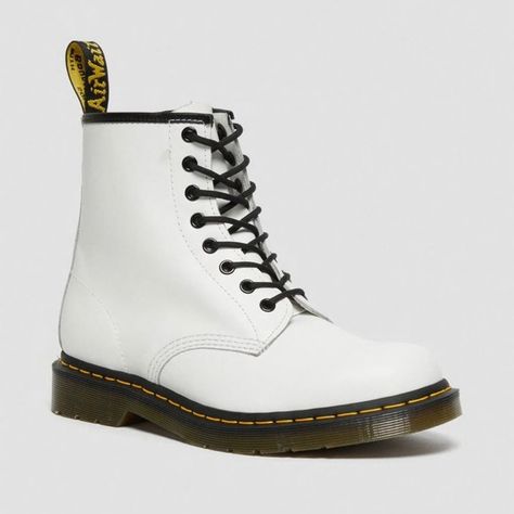 DR. MARTENS 1460 SMOOTH LEATHER LACE UP BOOTS Doc Martens 1460, Doc Martens Women, White Doc Martens, White Combat Boots, Doc Marten Boot, Dr Martens White, Lace Up Boots Women, Shoes Dr Martens, Doc Martens Boots