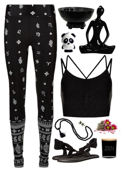 Health Goth Yoga Outfit. by blackbettyblog on Polyvore featuring The Upside, Sweaty Betty, sanuk and Damselfly Goth Workout Clothes, Health Goth Outfits, Goth Athleisure, Goth Workout, Goth Yoga, Eco Goth, Yoga Outfits For Women Fashion, Witchy Wardrobe, Goth Vibes