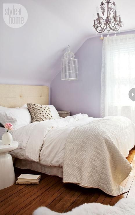 lavender bedrooms | Elm Martini Side Table, pretty bedroom, feminine bedroom, lavender ... Lavender Bedroom, Girly Apartments, Soft Bedroom, Purple Rooms, Purple Walls, Color Story, Beautiful Bedrooms, Bedroom Styles, Color Collection