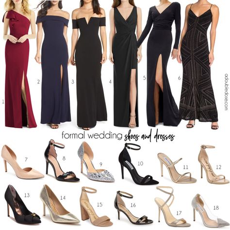 Black Heels Outfit Formal, Shoes For A Wedding Guest, Winter Black Tie Outfit, Fall Black Tie Dress, October Black Tie Wedding Guest, Black Dress Heels Outfit, Fall Formal Dresses Wedding Guest Black Tie, Black Tie Event Dresses Winter, Black Tie Optional Wedding Guest Dress Fall