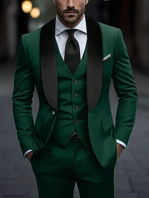 Black And Emerald Suit Men, Emerald Suit Groom, Emerald Green Groomsmen Suits, Emerald Green Suits For Men, Best Man Outfit Wedding, Emerald Green Suits, Ball Outfits Men, Big And Tall Suits For Men, Emerald Green Suit