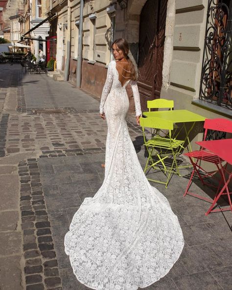 #dress #weddingdress #gown #eveninggown #trendy #weddingaccessories #couple #lovers #wedding #weddings #bridesmaids #gettingmarried #dreamdress #dreamwedding #bridalshower #destinationwedding #weddingvenue #weddingstyle #beautifulbride #couture #weddingvibes #weddingphoto #weddinginspo #truelove #xoxo #relationshipgoals #fashiondress #longdress #bridesbytali Wedding Gown Long Sleeve Lace, Backless Lace Long Sleeve Wedding Dress, Lace Wedding Dress With Long Train, Long Sleeve Lace Wedding Dress With Train, Wedding Gowns Lace Sleeves, Tight Fitting Wedding Dresses Long Sleeve, Long Train Lace Wedding Dress, Fitted Lace Wedding Dress Long Train, Boho Fitted Wedding Dress Long Sleeve