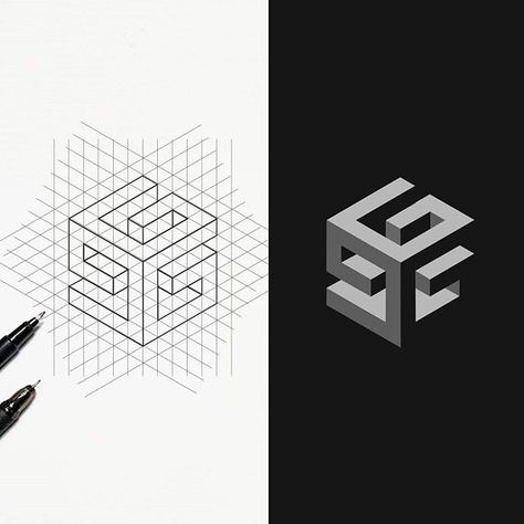 Perspective Logo, Isometric Logo, Infinity Symbol Art, Logo Sketch Design, Simple Logos, Cool Symbols, Logo Sketches, Minimalist Business Logo, Tshirt Printing Design