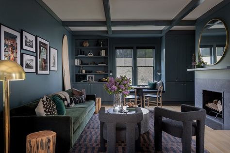 17 Moody Blue-Green Paint Colors You Should Try to Bring the Outdoors In — The Spruce Moody Blue Green Paint Colors, Moody Media Room, Blue Green Paint Colors, Blue Green Paint, Calming Paint Colors, Teal Paint Colors, Boston Interior Design, Yellow Paint Colors, Boston Interiors