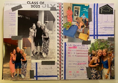 Hoco Scrapbook Layouts, Graduation Album Ideas, Graduation Scrapbook Pages, Scrapbook Yearbook Theme, Scratchbook Ideas, Graduation Scrapbook Ideas, High School Scrapbook Ideas, Scrapbooking Graduation, Graduation Journal