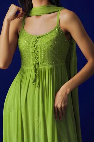 Shop for Label Aishwaryrika Green Georgette Chikankari Ombre Anarkali for Women Online at Aza Fashions Label Aishwaryrika, Green Chikankari Kurta, Ombre Anarkali, Chikankari Anarkali, Mukaish Work, Chikankari Work, Power And Control, Stylish Kurtis Design, Chikankari Kurta