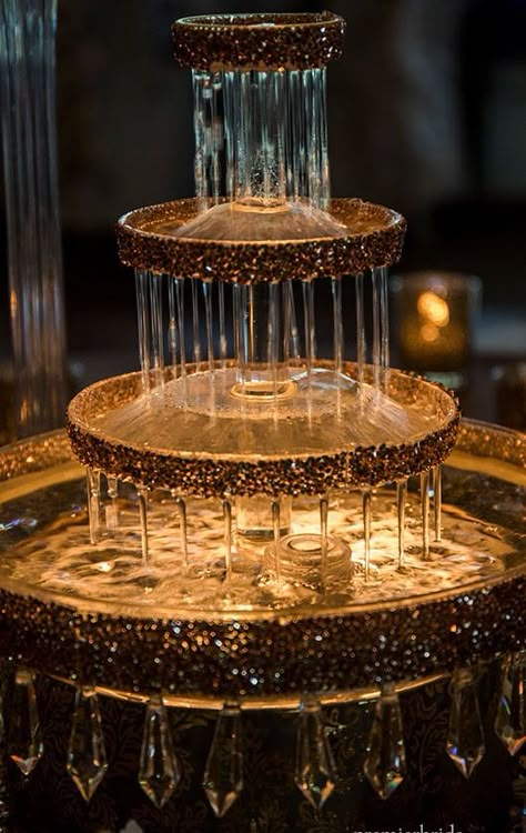 Chandeliers Aesthetic, Fountain Wedding Cakes, Speakeasy Wedding, Champagne Fountain, Soul Tribe, Buffet Bar, 20s Wedding, Champagne Birthday, Marathi Wedding