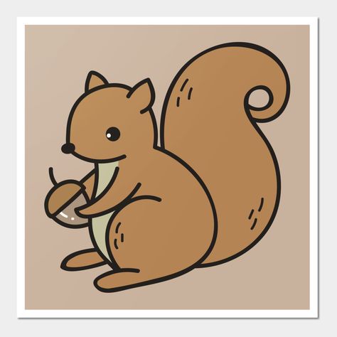 Squrriel Drawing For Kids, Draw Squirrel Easy, Squirrel Painting Easy, Cartoon Squirrel Drawing Easy, Squirrel Drawing Simple, Cute Squirrel Drawing Kawaii, Cute Squirrel Drawing Easy, How To Draw A Squirrel, Cartoon Squirrel Drawing