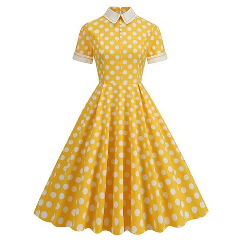 Womens Polka Dot Dress, Dress Types, Vestidos Pin Up, Box Dress, Pleated Party Dress, Vestidos Retro, 1950s Retro, Vintage Runway, Robes Vintage