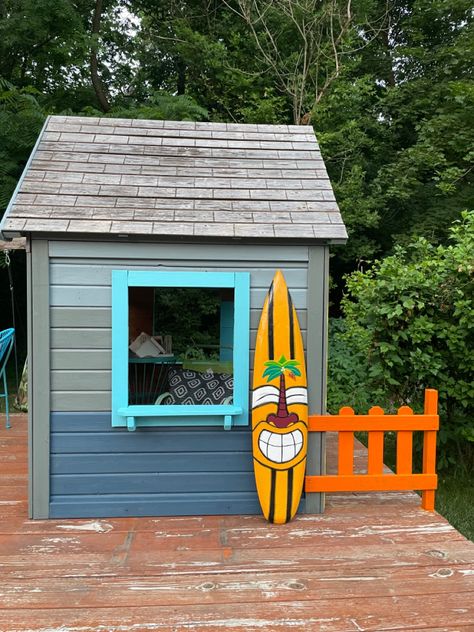 Beach Playhouse Makeover, Beach Playhouse, Diy Boat Playhouse, Backyard Discovery Sweetwater Playhouse Makeover, Surf Shack Playhouse, Lighthouse Playhouse, Wendy House, Beach Cafe, Toy House