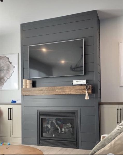 Fireplace Accent Walls, Wood Mantle Fireplace, Basement Fireplace, Bench Dimensions, Build A Fireplace, Fireplace Tv Wall, Basement Living Rooms, Fireplace Built Ins, Living Room Decor Fireplace