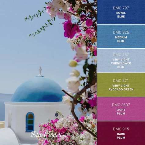 Mediterranean Color Palette, Light Cornflower Blue, Summer Tones, Style Tips And Tricks, Greek Wedding, Color Palate, Design Seeds, Style Deco, Color Palette Design