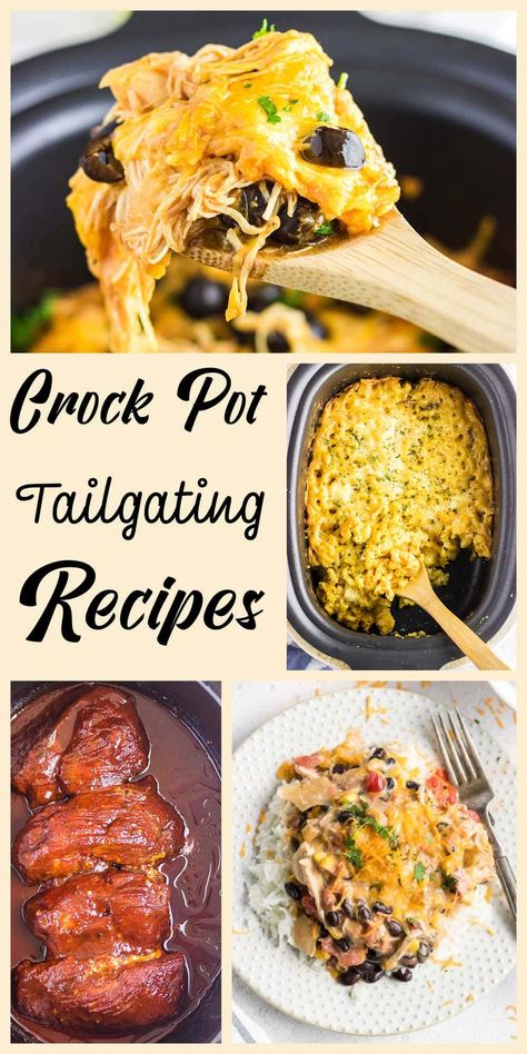 You'll love these crockpot tailgating recipes that are easy to make, travel well, and are always crowd favorites during football season! Crockpot Tailgating Recipes, Tailgate Food Ideas Crockpot, Sunday Football Food Appetizers Crock Pot, Football Crockpot Meals, Game Day Slow Cooker Recipes, Concession Stand Food Ideas Crock Pot, Best Tailgate Desserts, Tailgate Food For Cold Weather, How To Keep Food Warm At Tailgate