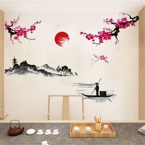 Home Wall Stickers Art Decals Smooth Wedding Decor Plum Flower Removable DESCRIPTION Features: Brand new and high quality. This is easy peel and stick sticker.  Wall decals are in separate pieces so you can arrange them to give the best result in your room. Ideal for dry, clean and smooth surface. Applicable occasions: children's room decoration / wedding decoration / party decoration living room study bedroom, etc. Decorate your home, make it more romantic. Specification: Size: As Picture Show Material: PVC Color: Pink,Black (As Picture Show) Package list: 1 x Wall Sticker Note: Please be sure to verify the size before you order the item. Please refer to the measurement. Tiny measuring error is allowable in normal range. There might be a little color difference due to the monitor, camera Pink Cherry Blossom Tree, Red Cherry Blossom, Plum Flowers, Japanese Wall, Wall Decor Decals, Bilik Tidur, Flower Wall Stickers, Decoration Stickers, Style Japonais