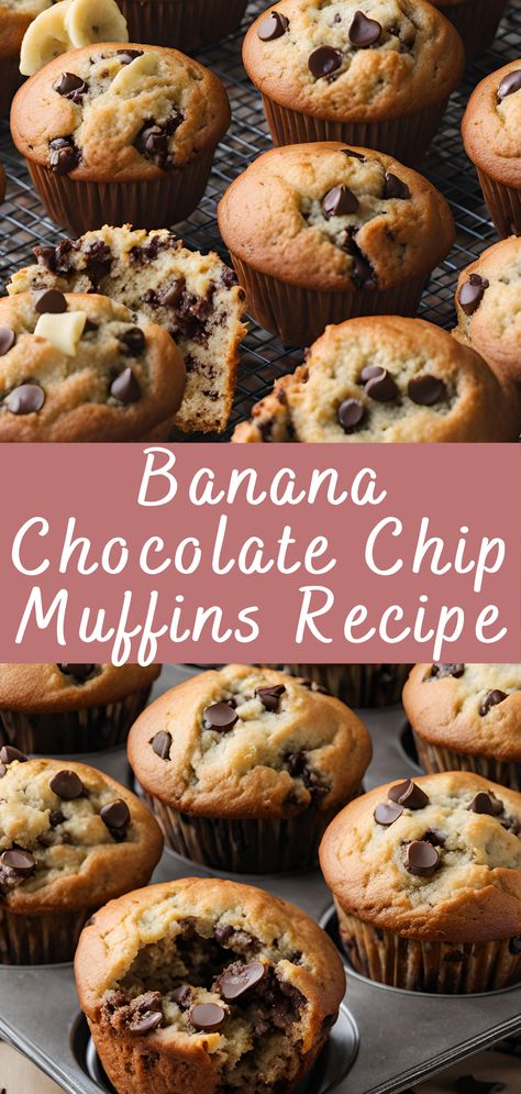 Best Banana Chocolate Chip Muffins Recipe | Cheff Recipes Banana Chocolate Chip Muffins Small Batch, Yummy Banana Muffins, Delicious Banana Muffins, Moist Banana Muffins Sour Cream, One Banana Recipe Healthy, Oatmeal Chocolate Banana Muffins, Banana Muffins With 2 Ripe Bananas, Nana Chocolate Chip Muffins, Banana Choco Chip Muffins