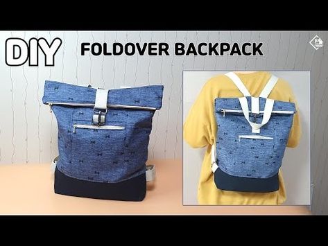 DIY FOLDOVER BACKPACK/ Rolltop Backpack / Zipper Backpack/ sewing tutorial [Tendersmile Handmade] - YouTube Backpack Rolltop, Tendersmile Handmade, Hoodie Backpack, Diy Backpack Pattern, Backpack Pattern Sewing, Small Rucksack, Backpack Sewing, Backpack Tutorial, Foldover Bag