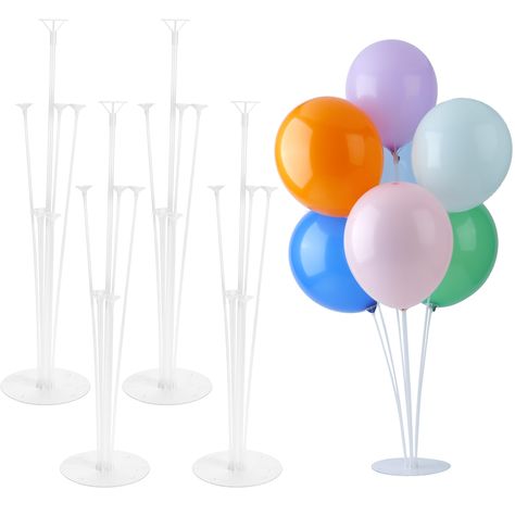 PRICES MAY VARY. 【Package includes】4 sets of balloon stand kits in total, each balloon stand kit includes 11 tubes，4 of which are tube connectors, 7 cups, and 1 base. (balloons are not included) 【Longlasting Material】Made of sturdy plastic, and reusable, the thickened balloon rod and joint are very sturdy. A balloon stand with separate cups makes it easy to hold multiple balloons together. 【Reusable】Our balloon holder can be reused, transparent balloon sticks, cups, and bases make the balloon st Centerpiece Stand, Balloon Stand, Balloon Centerpiece, Balloon Holders, Transparent Balloons, Balloon Stands, Centerpiece Table, Balloon Centerpieces, Kids Gift Guide