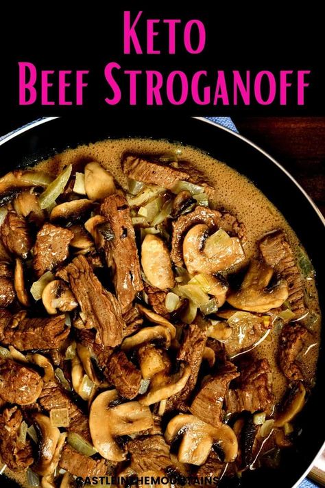 Keto Beef Tips, Keto Stroganoff, Keto Ground Beef Stroganoff, Keto Plate, Brussel Sprout Side Dish, Keto Beef Stroganoff, Turkey Stroganoff, Keto Board, Beef Stroganoff Recipe