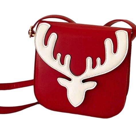 New Red And White Reindeer Christmas Cross Body Purse Bag Handbag Holidays Gift Red And White Reindeer Christmas Cross Body Purse Faux Leather Gold Tone Hardware Fabric Lining Magnetic Clasp Closure About 8 Inches Wide By 7.5 Inches In Height Simply Beautiful! Great Addition To Your Holiday Wardrobe! Christmas Purses Holidays, Sling Bag Leather, Xmas Candy, White Reindeer, Crossbody Bag Fashion, Pattern Purse, Deer Pattern, Fashion Christmas, Holiday Wardrobe