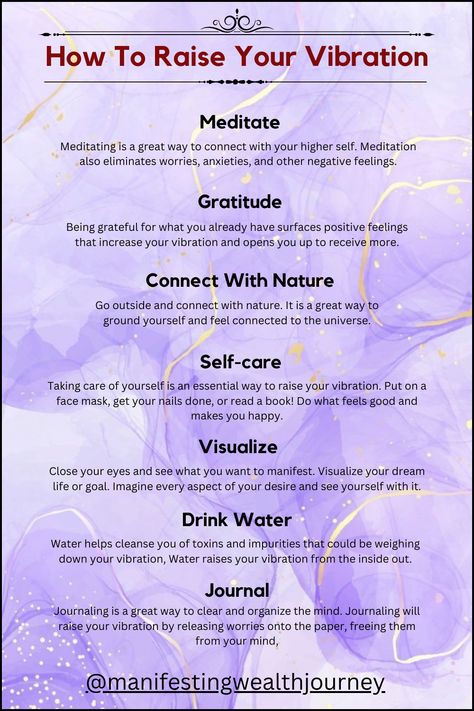 How to Raise Your Vibration | Law of Attraction Tips #affirmations #affirmationsforwomen #affirmationpositive Zodiac Angels, Water Manifestation, Manifest Affirmations, Higher Vibration, Chakra Healing Meditation, Raise Vibration, Spirituality Affirmations, Spiritual Psychology, Healing Journaling