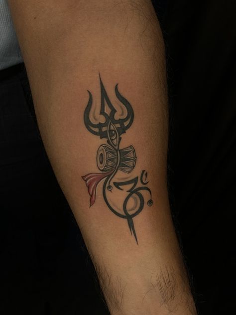 Damru Shiva, Shiva Trishul Tattoo, October Tattoos, Om Trishul Tattoo, Shiva Trishul, Trishul Tattoo, Hand Tattoos For Girls, Shiva Tattoo, Symbolic Tattoos