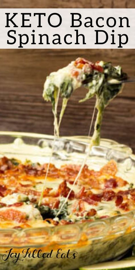 Bacon Spinach Dip Recipe - Low Carb, Keto, Gluten-Free, Grain-Free, THM S - This is the ultimate spinach dip! I've eaten spinach dip so very many times in my life but this Bacon Caesar Spinach Dip beats them all. #lowcarb #lowcarbrecipes #lowcarbdiet #keto #ketorecipes #ketodiet #thm #trimhealthymama #glutenfree #grainfree #glutenfreerecipes #recipes #appetizer #app #party #dip Low Carb Party Snacks, Low Carb Spinach Dip, Bacon Spinach Dip, Thm Appetizers, Healthy Condiments, Keto Dip, Atkins Snacks, Keto Dips, Keto Bacon