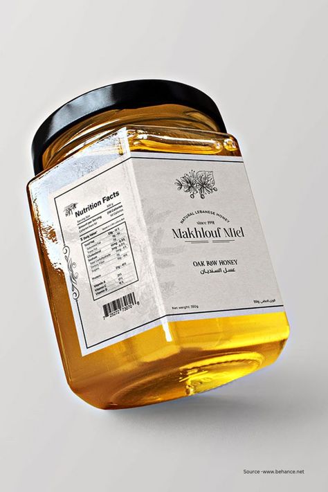 Makhlouf Miel Honey label design Simple Label Design, Honey Label Design, Honey Jar Labels, Logo Bee, Honey Logo, Honey Label, Honey Bottles, Honey Packaging, Honey Shop