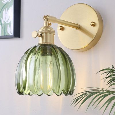 Illuminate your space with our Vintage Green Glass Wall Sconce. Crafted with a brass frame, adjustable angle, and a set of 2 for added convenience. | Rosdorf Park Vintage Green Glass Wall Sconce: Brass Frame, Adjustable Angle, Set Of 2 4.72 x 11.81 x 16.5 in | C110947976 | Wayfair Canada Bathroom Light Sconces, Sconces Living Room, Brass Sconces, Vintage Wall Sconces, Twin Lakes, Bathroom Sconces, Sconces Bedroom, Princess Tiana, Vintage Green Glass